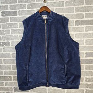 Alfred Dunner Vest Womens 24W Blue Corduroy Full Zip Lined Darted Comfort Layers